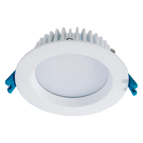 White LED downlight with blue accents on a white background