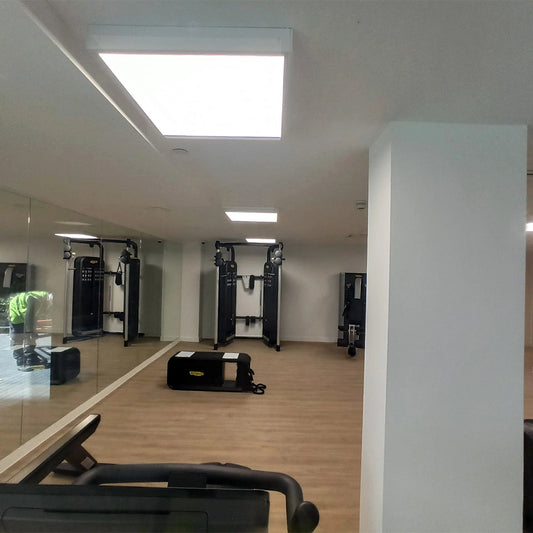 Gym with large LED Light on ceiling
