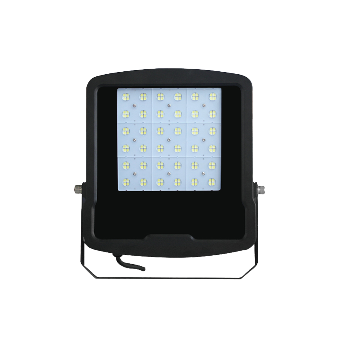 Black LED floodlight on a white background