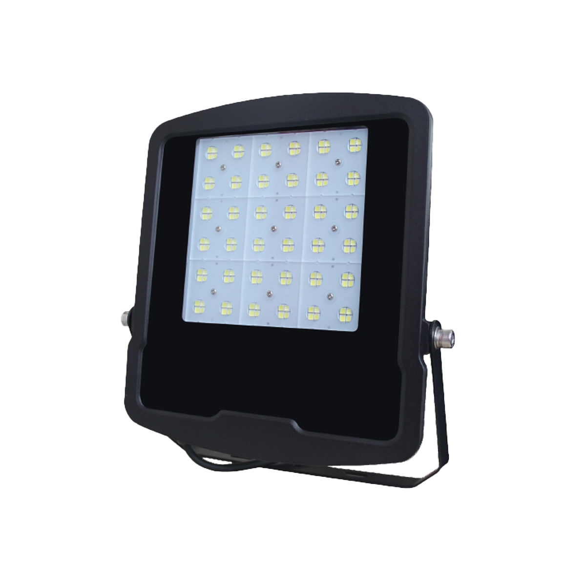 Black LED flood light on a white background