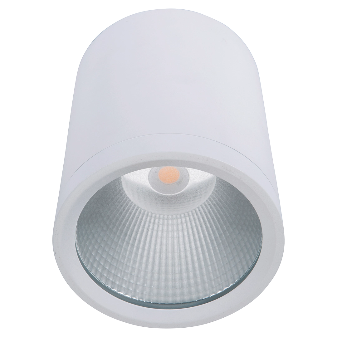 White recessed ceiling light on a white background