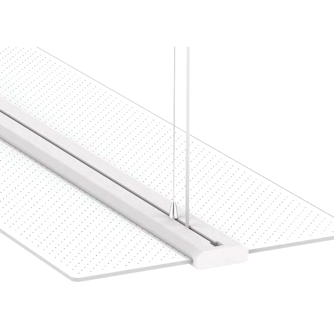 Close up of Suspended panel lighting with white background