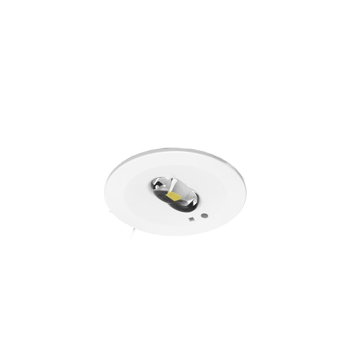 Small round white light fixture Praevo on a white background