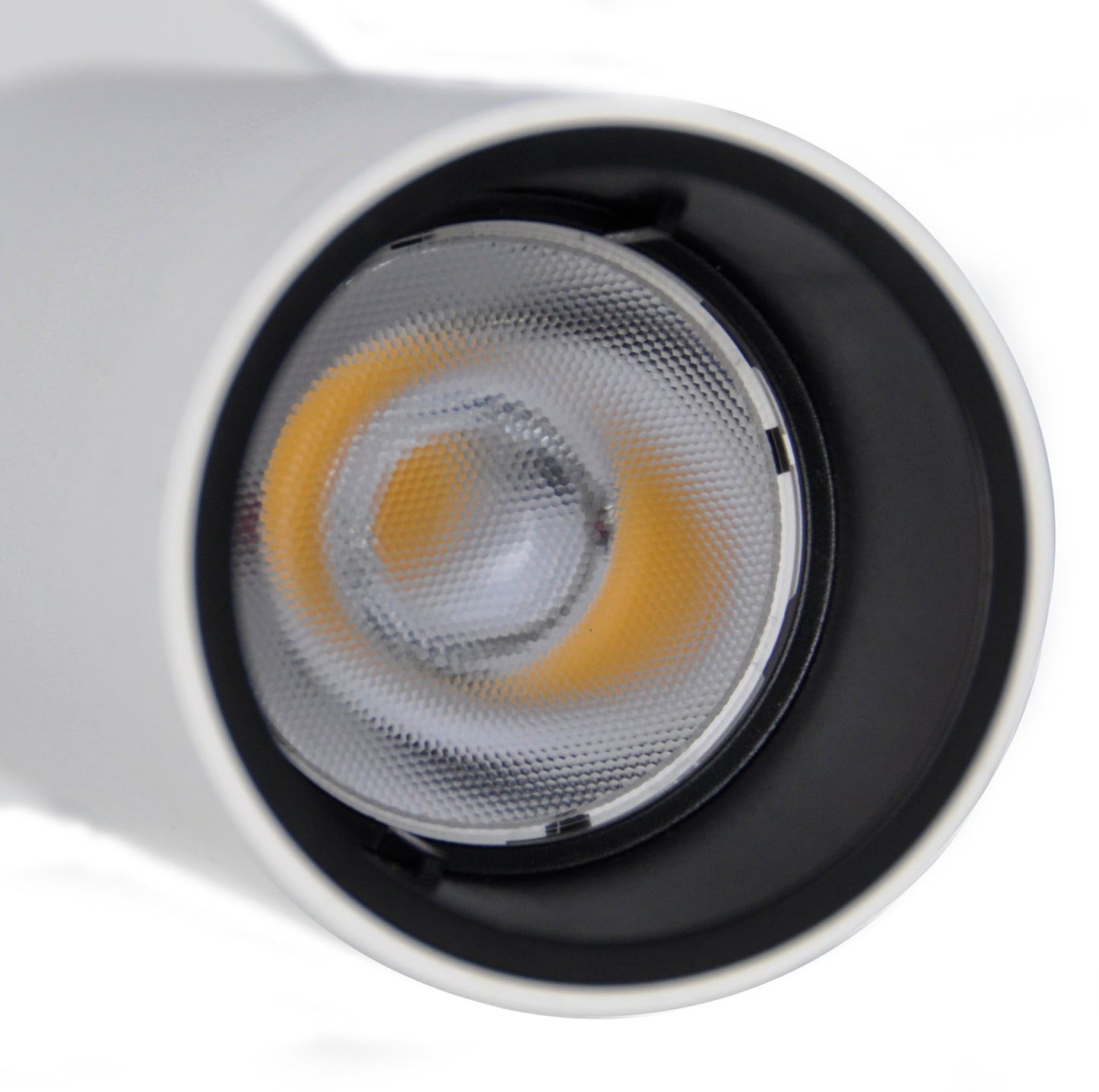 Close-up of a light bulb with a white and black design on a white background