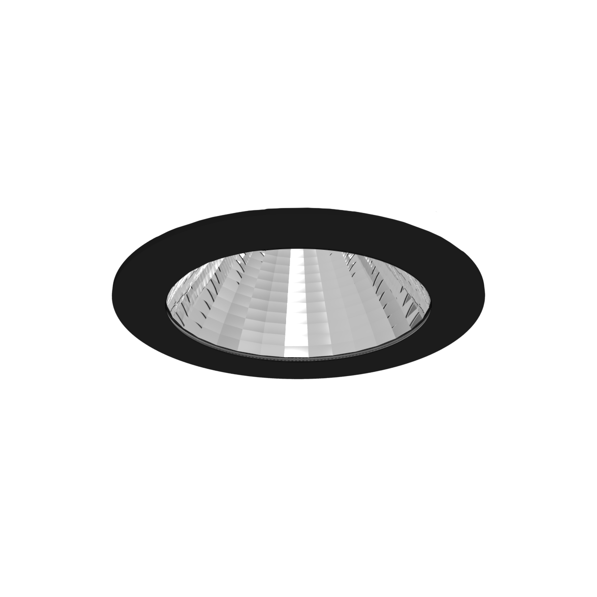 Black rimmed light fixture downlight on a white background