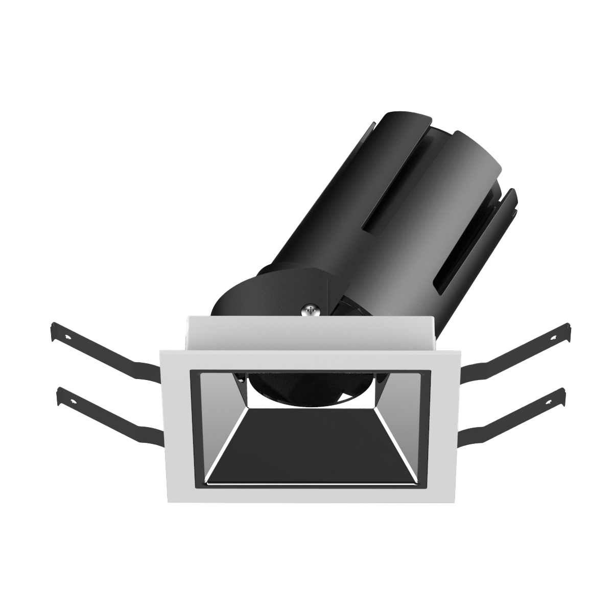Black square ceiling light on white background