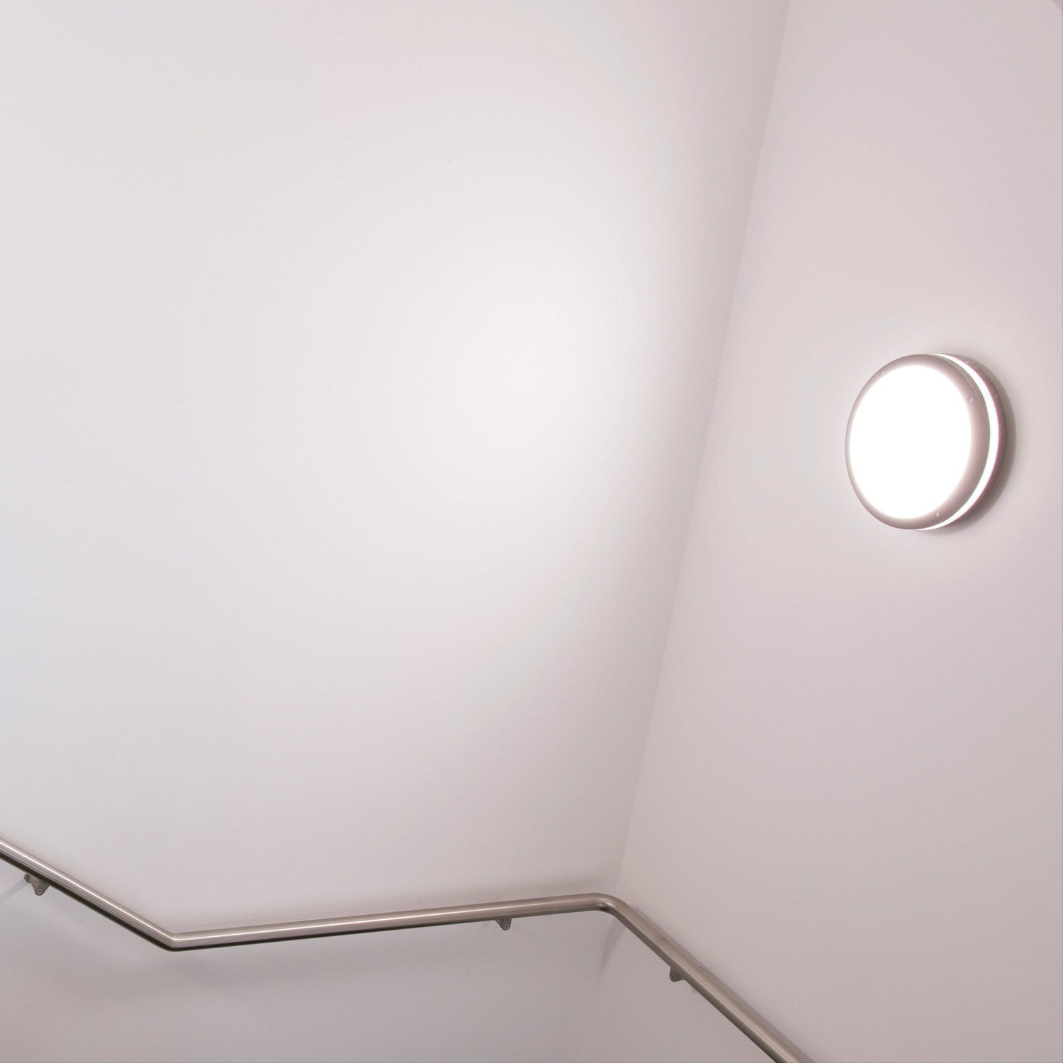 White square LED bulkhead with emergency and sensor options