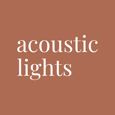 Text 'acoustic lights' on a brown background