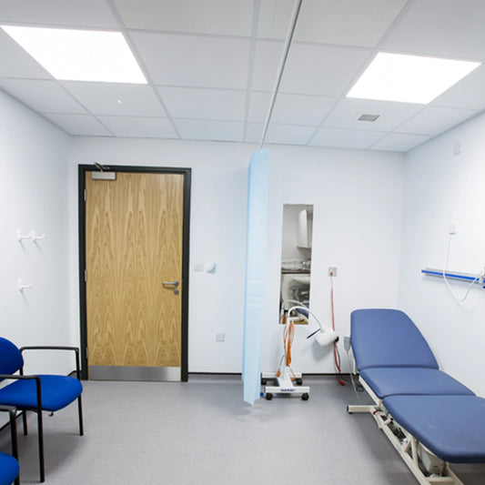 Hospital room with square led lights