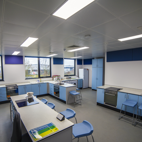 Modern kitchen classroom with LED Panels 