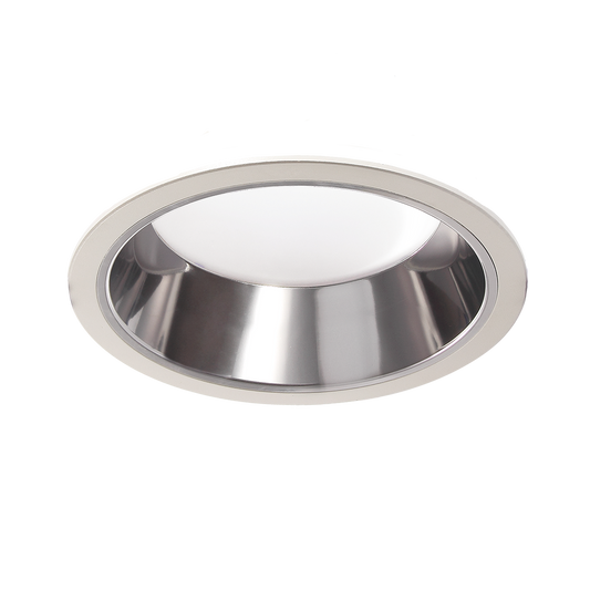 Downlight with aluminium body and white background 