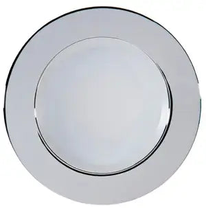 Round metallic object with a chrome surface on a white background