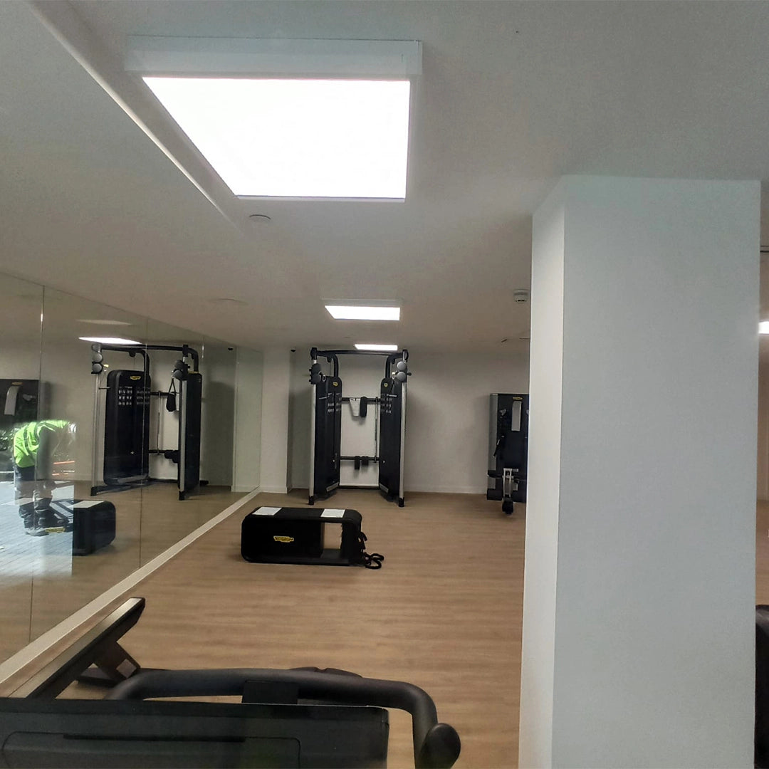 Gym with large LED Light on ceiling