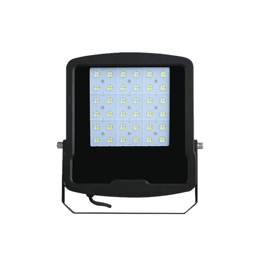 Black LED floodlight on a white background
