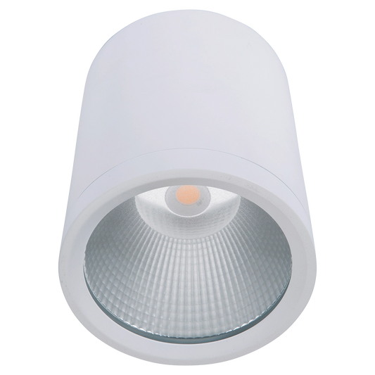 White recessed ceiling light on a white background