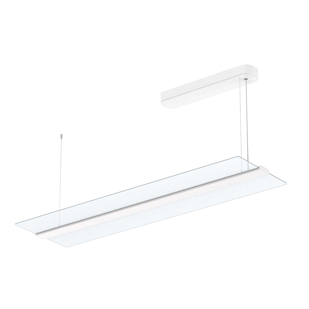 Suspended panel lighting with white background