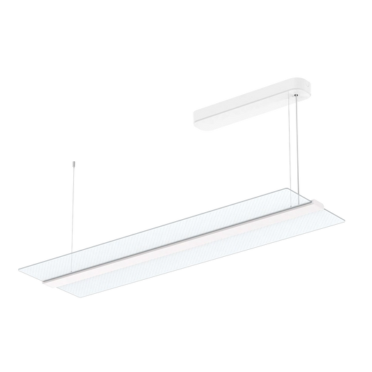 Suspended panel lighting with white background
