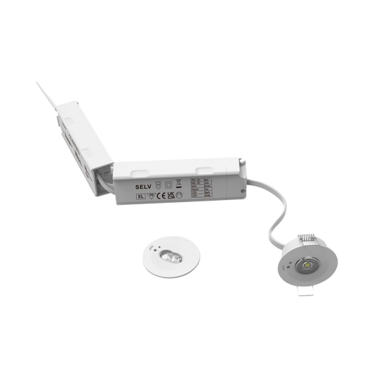 LED downlight Praevo with driver on a white background