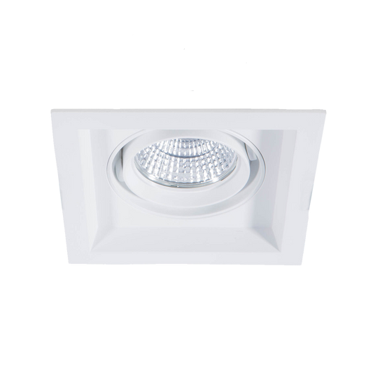 White square recessed ceiling light on a white background