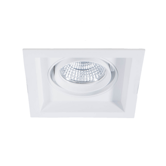 White square recessed ceiling light on a white background
