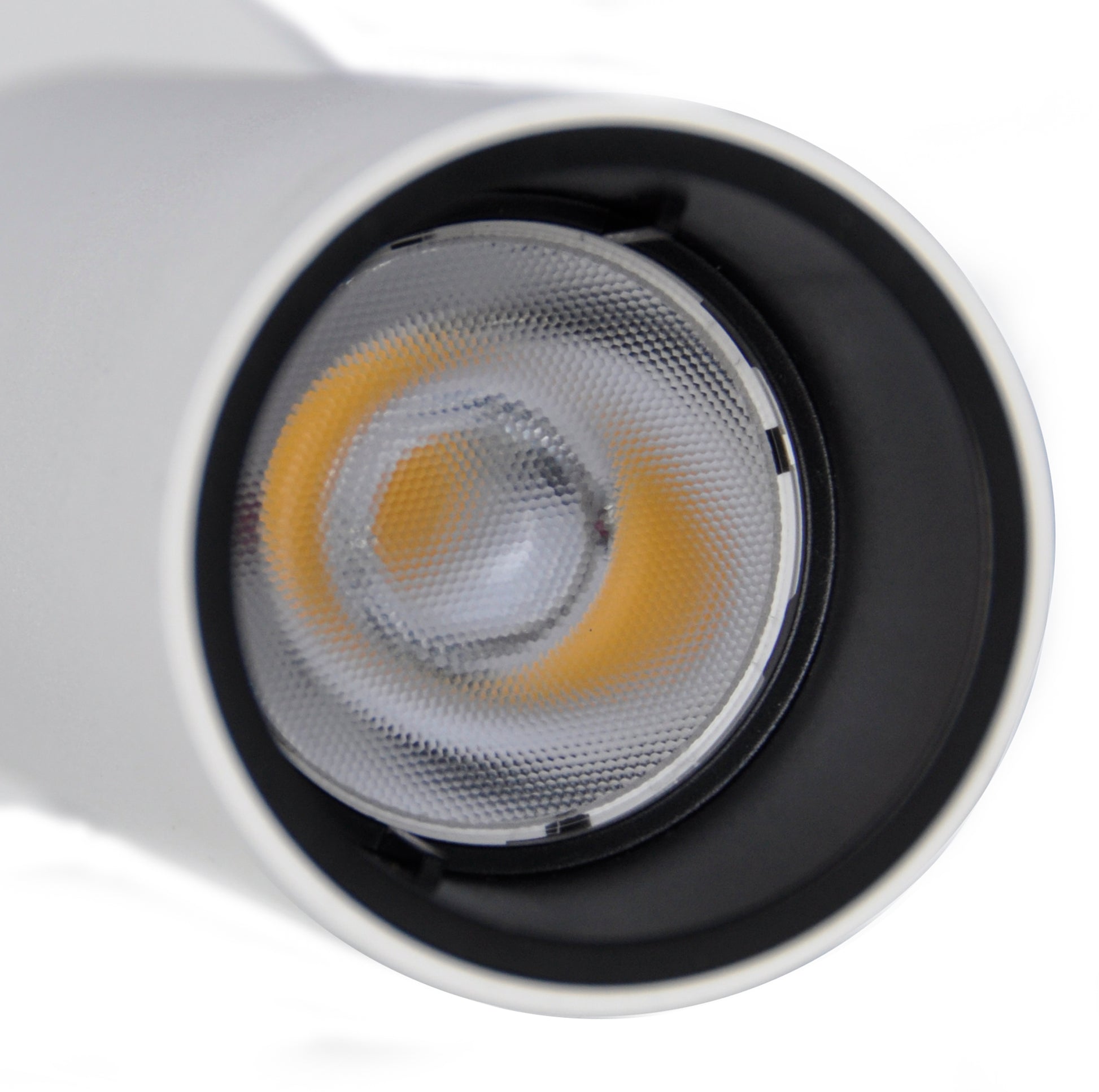 Close-up of a light bulb with a white and black design on a white background
