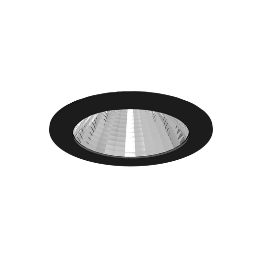 Black rimmed light fixture downlight on a white background